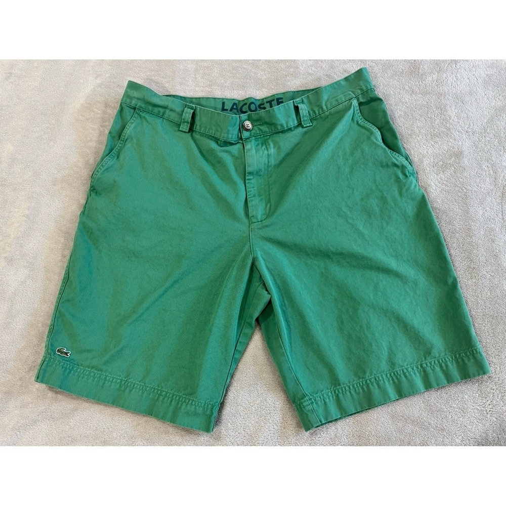 Vintage Lacoste Men's Green Chino Shorts US 38 Preppy Ivy League Golf Tennis